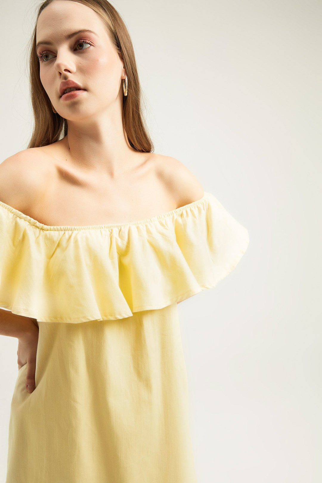 Ruffle Mini Dress Light Yellow