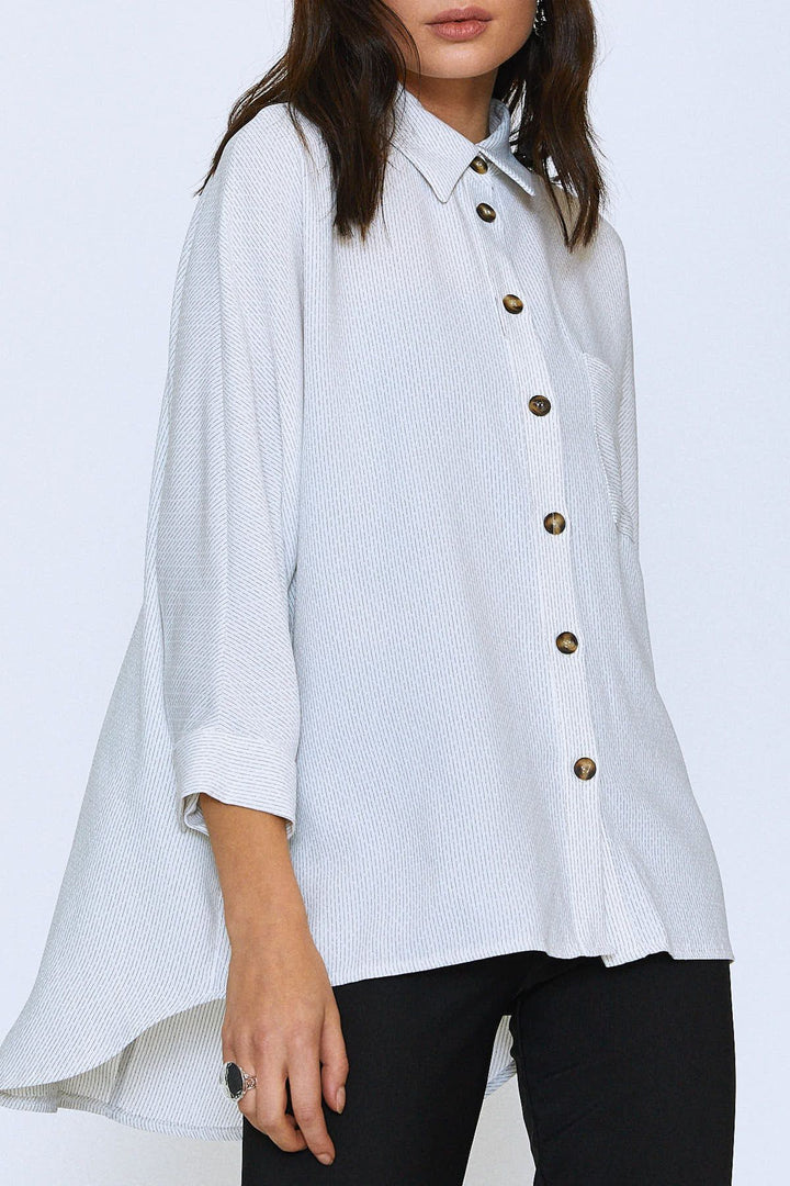Striped Oversize Shirt Ecru