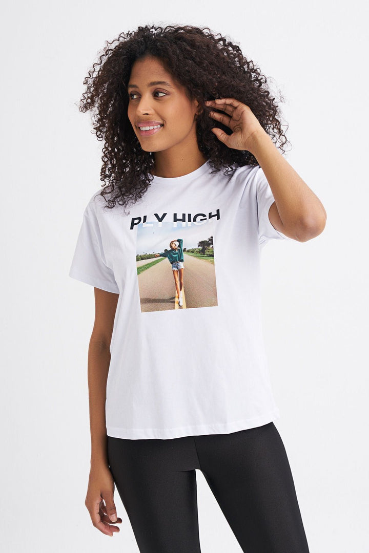 Baskılı Tişört Beyaz