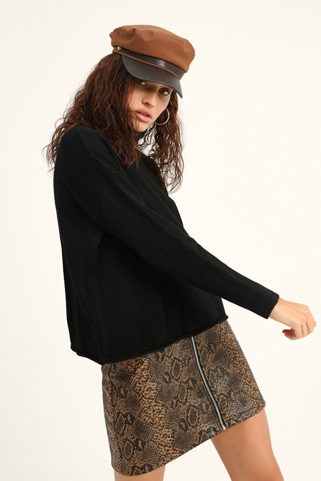 Turtleneck Loose Sweater Black