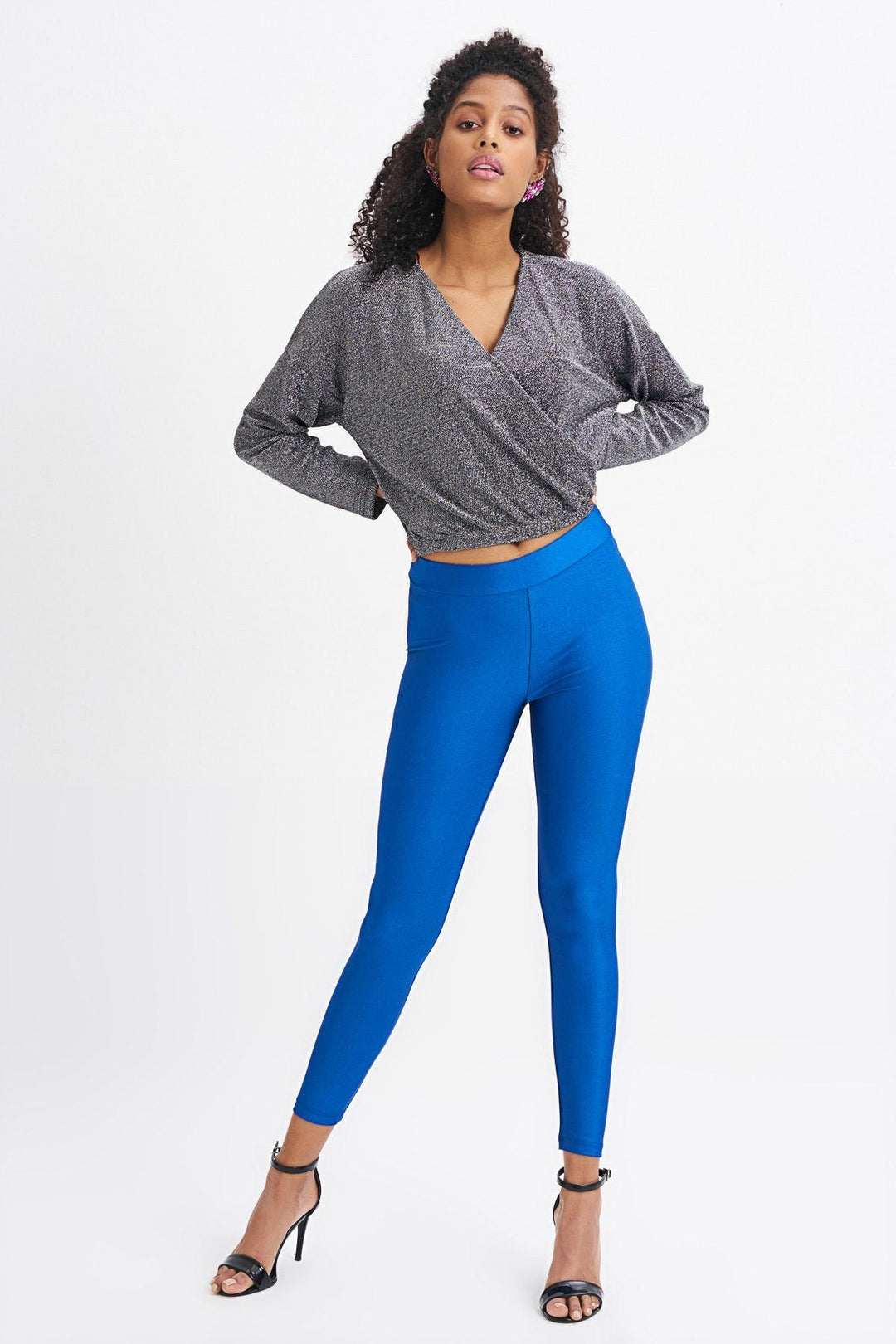 Double Breasted Silvery Blouse Silver