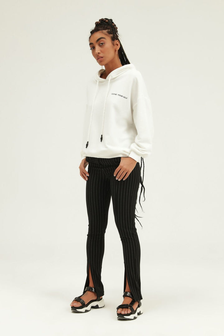 Printed Hoodie Sweatshirt White