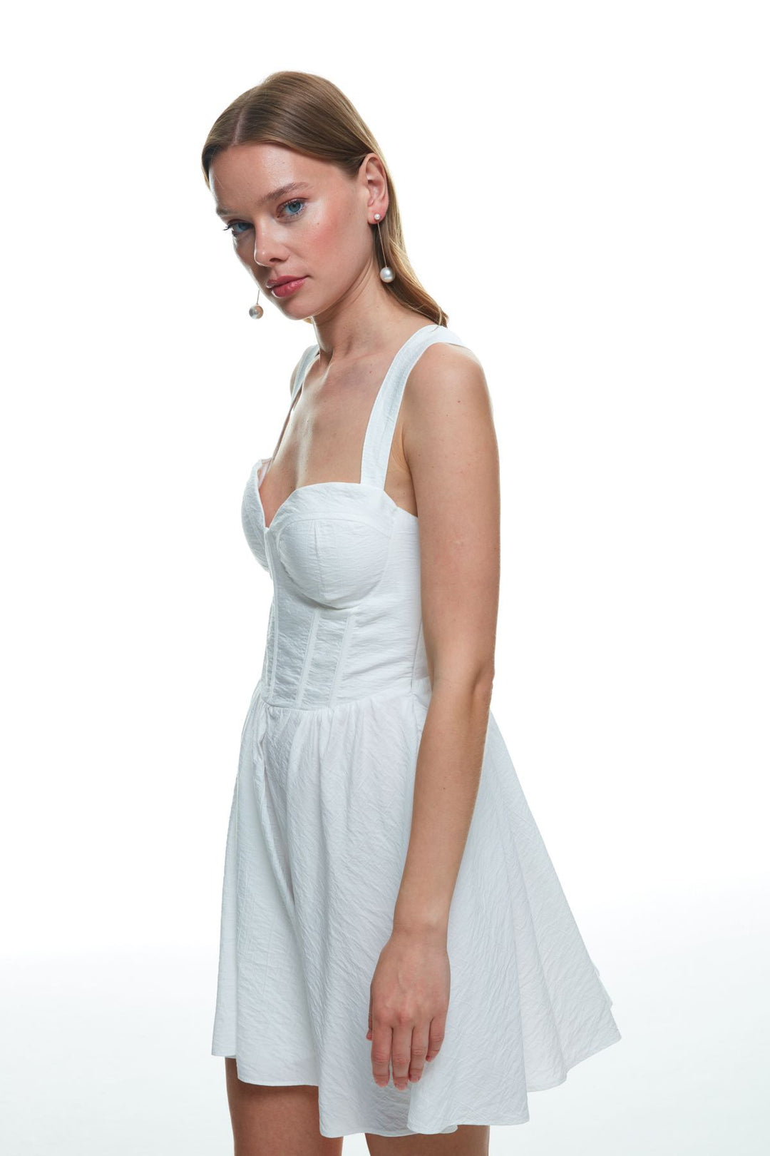 Bust Detail Underwire Mini Dress Ecru