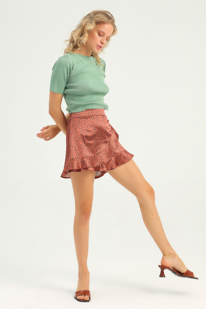 Patterned Flywheel Satin Skirt Shorts Tile