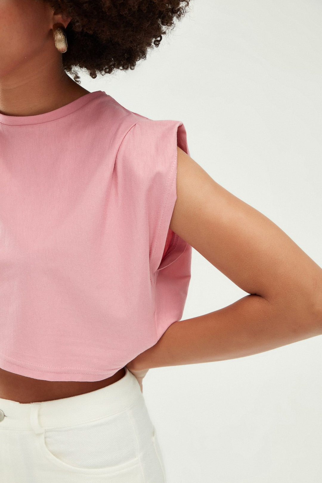Crop Tişört Şeker Pembe