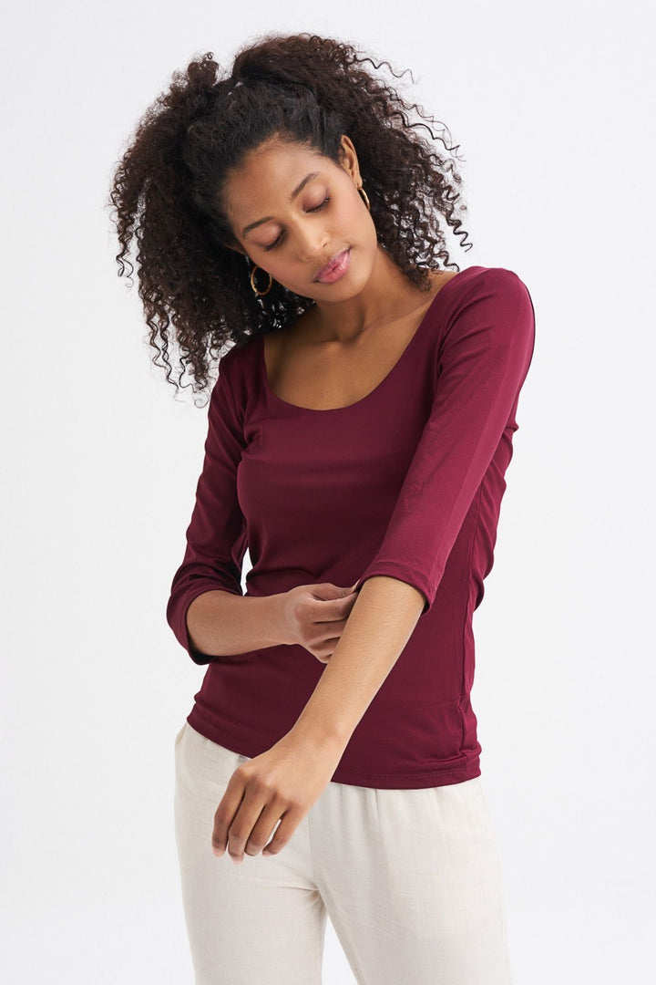 Truvakar Sleeve Basic Blouse Plum