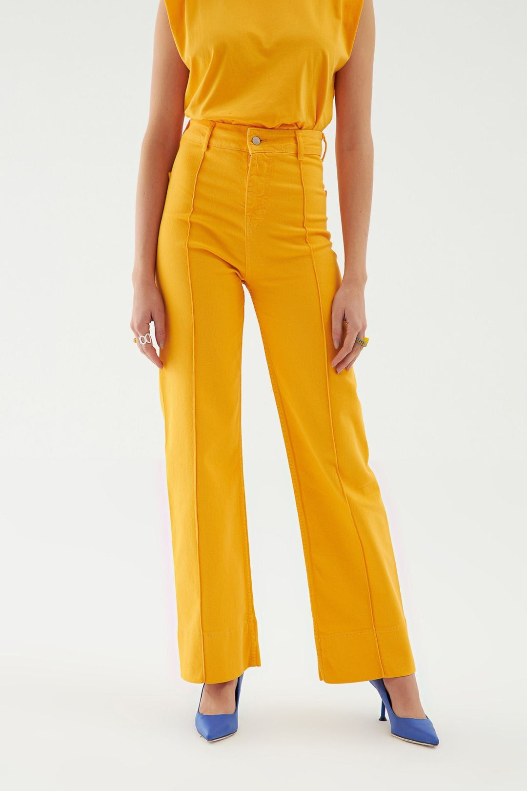 Bol Paça Gabardin Pantolon Turuncu