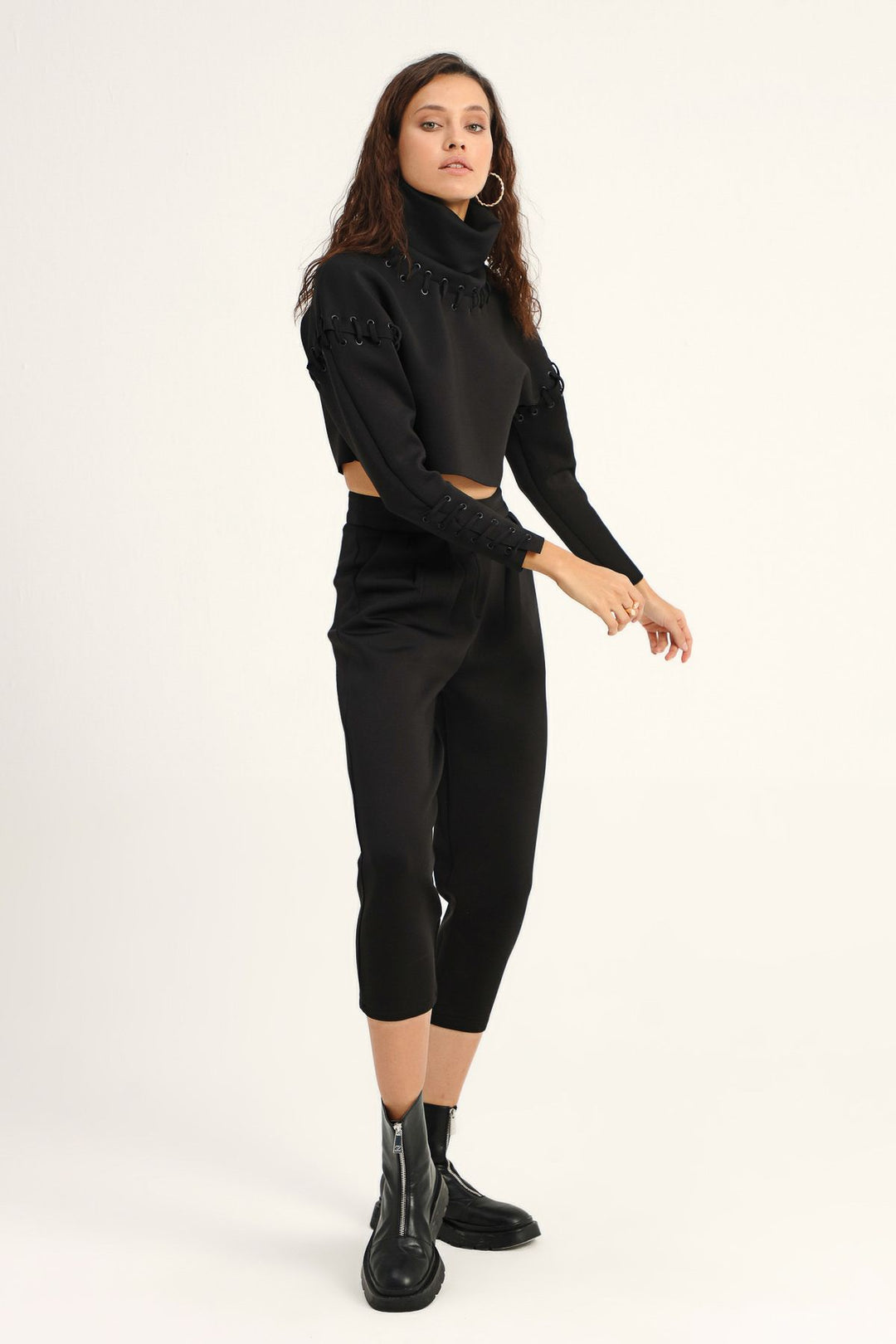 Diver Fabric Bird Eye Sweatshirt Black