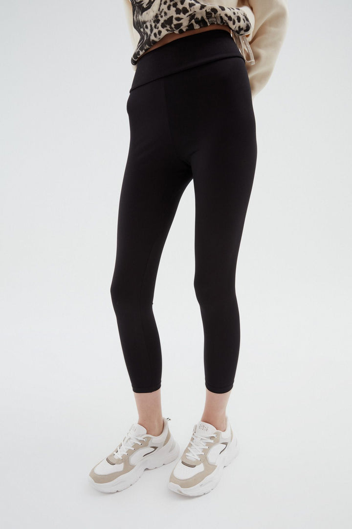 High Waist Basic Leggings Black