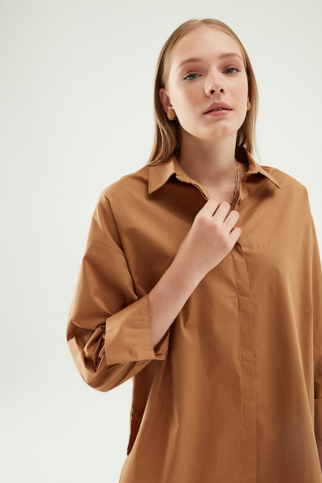 Oversize Basic Shirt Camel