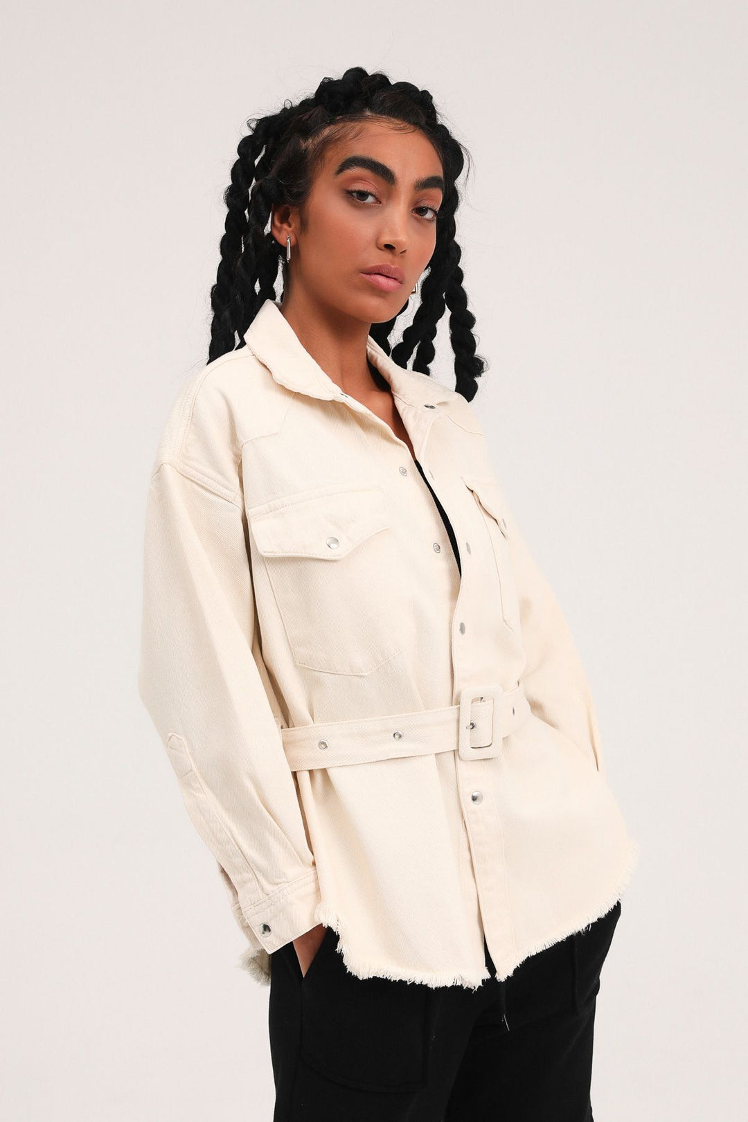 Belted Gabardine Jacket Bone