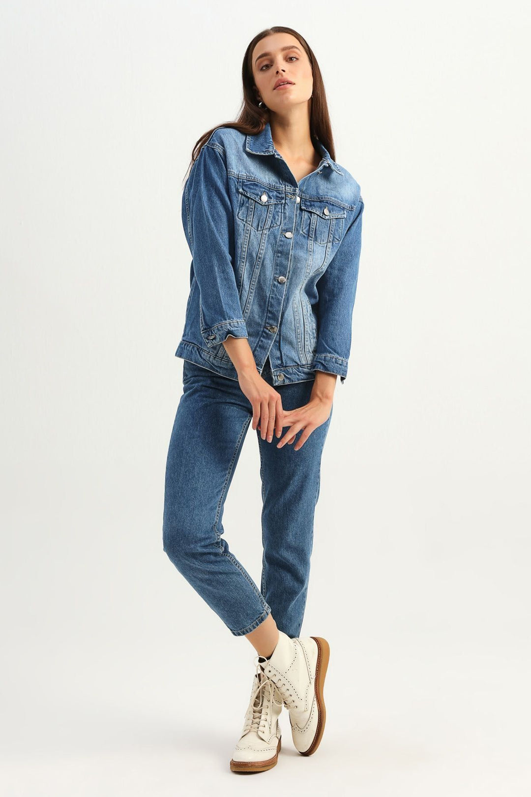 Boyfriend Denim Jacket Dark Blue