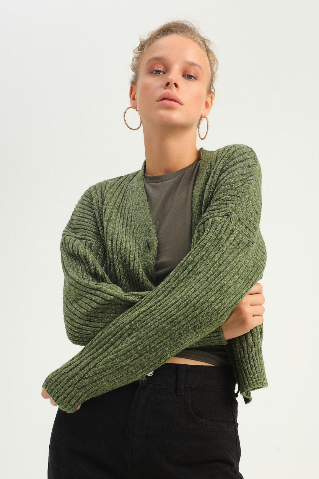 Buttoned Cardigan Khaki