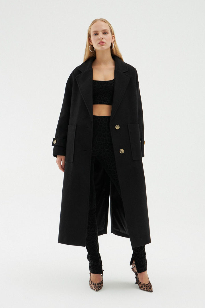 Pocket Long Oversize Coat Black
