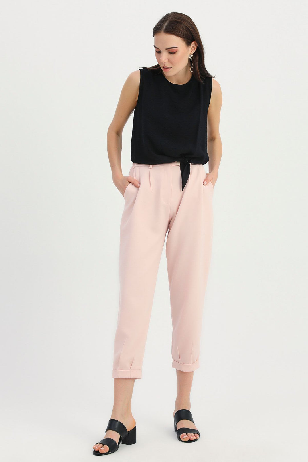 Tie Detailed Tank Top Black