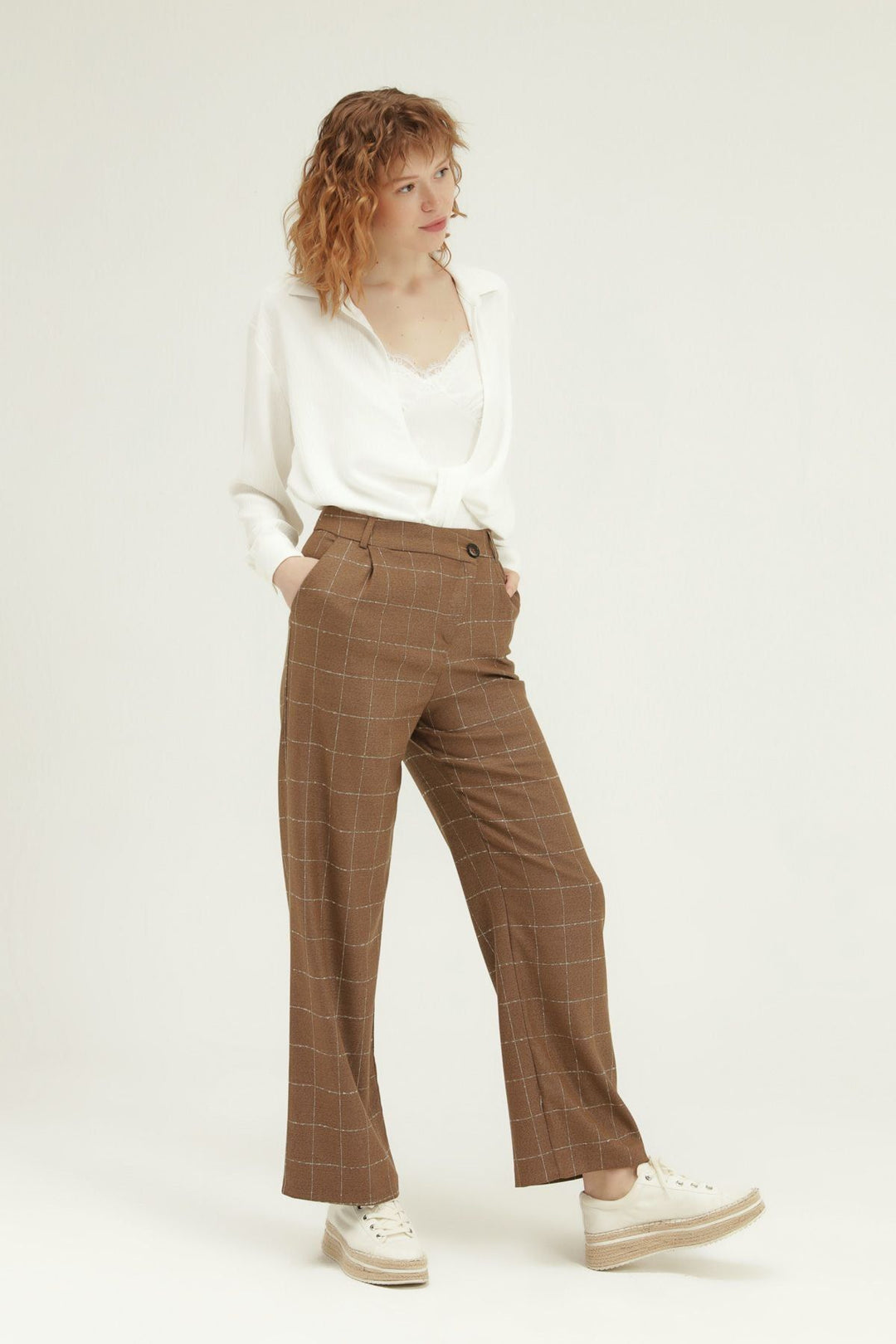 Palazzo Striped Trousers Brown