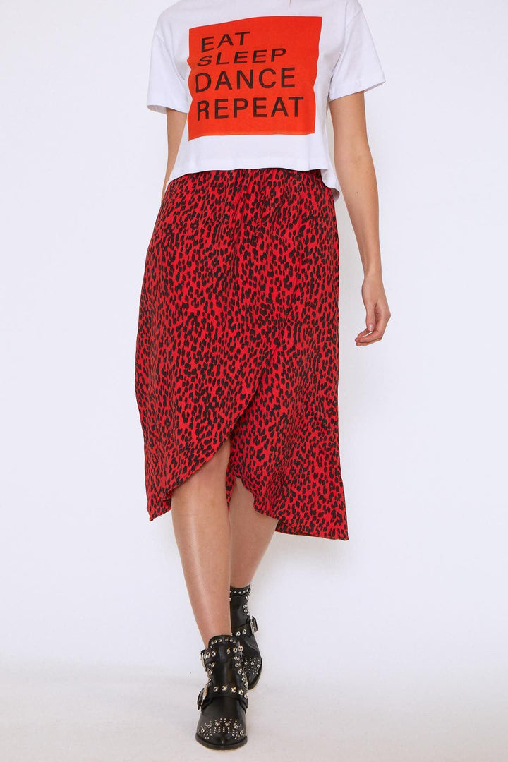 Patterned Wrap Skirt Coral
