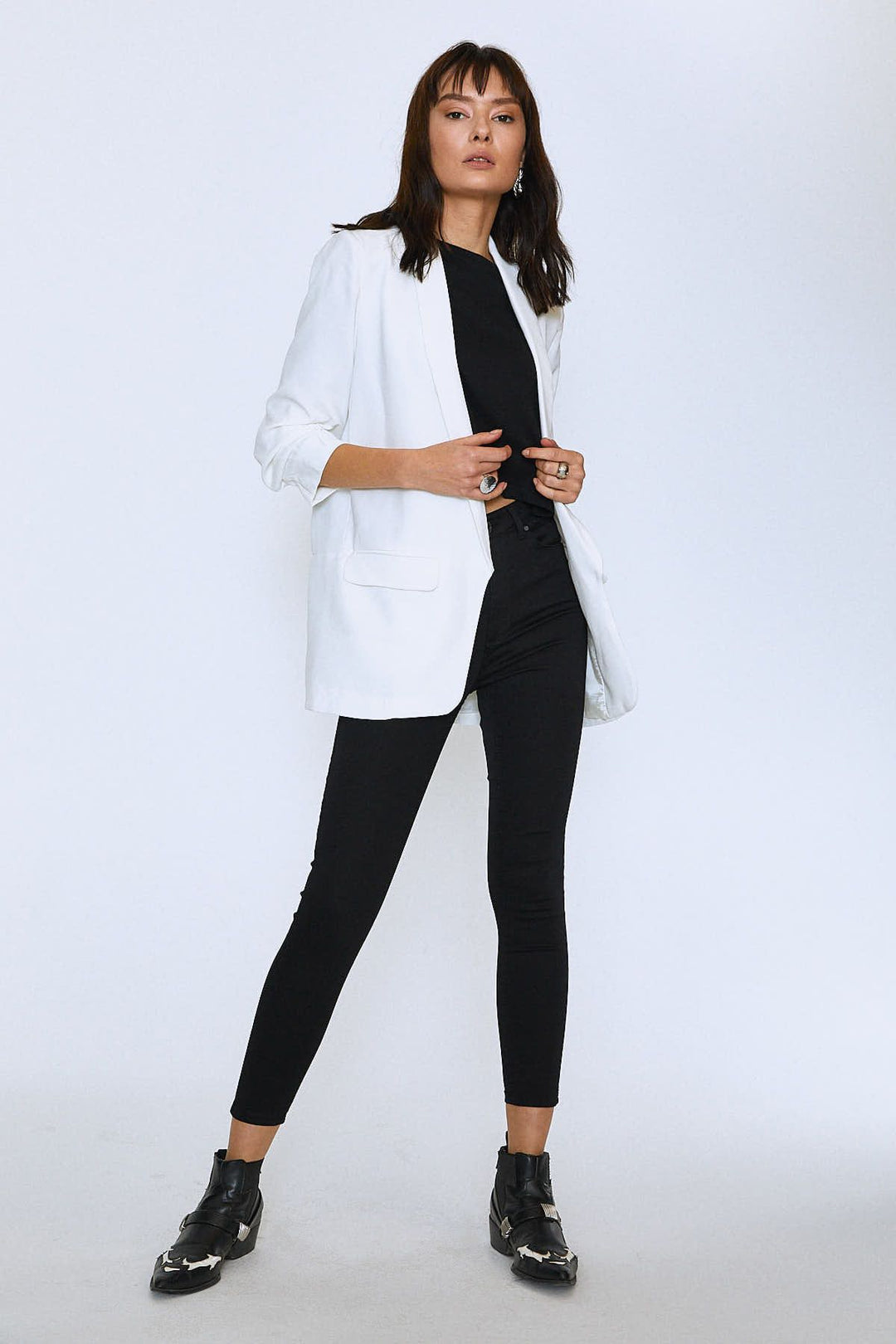 Şal Yaka Blazer Ceket Ekru