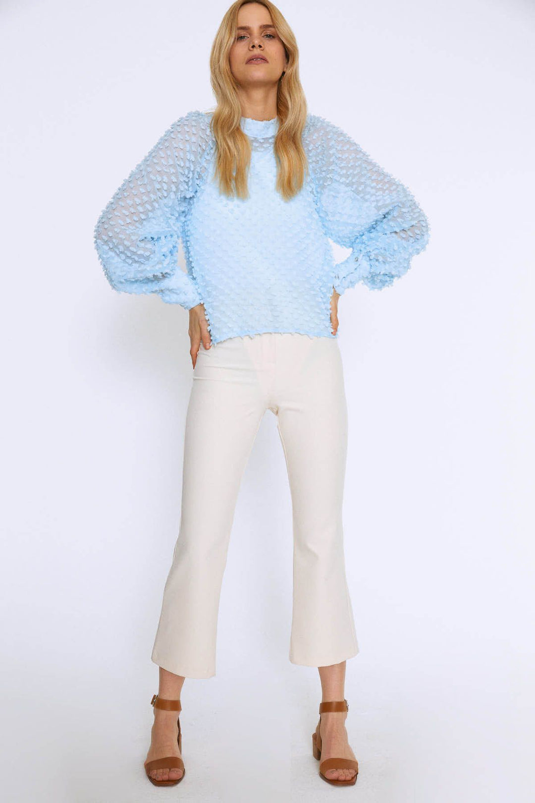 Balloon Sleeve Blouse Baby Blue