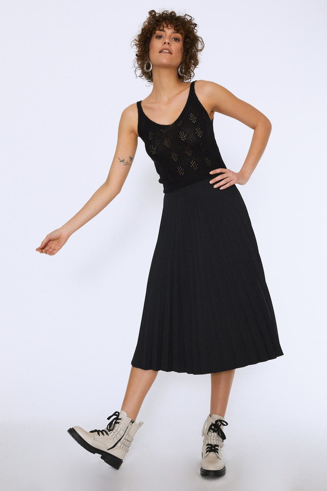 Hanging Openwork V Neck Knitwear Black