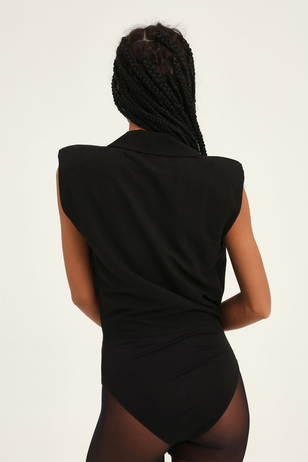 Kruvaze Vatkalı Bodysuit Siyah