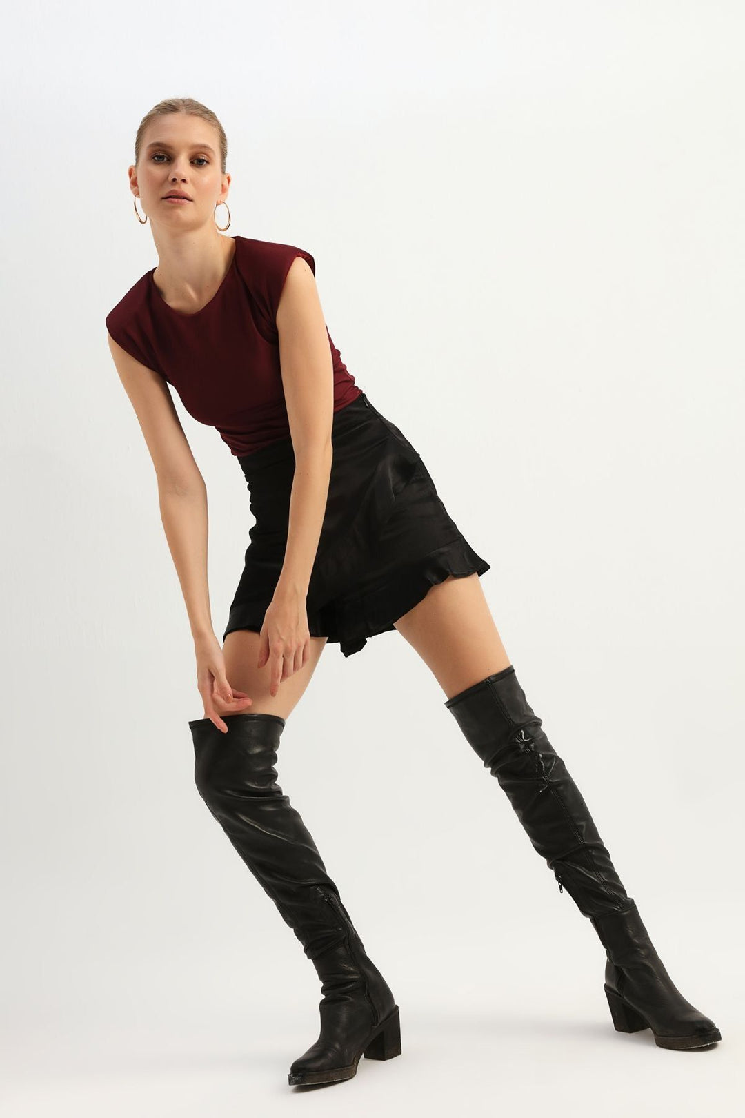 Ruffle Short Skirt Black