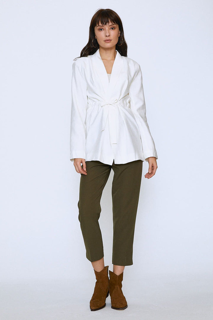 Tie Waist Jacket Ecru