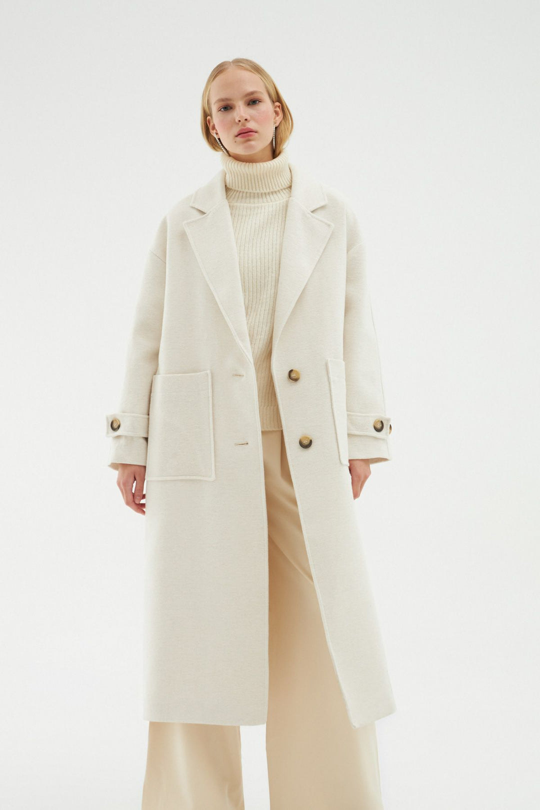 Pocket Long Oversize Coat White