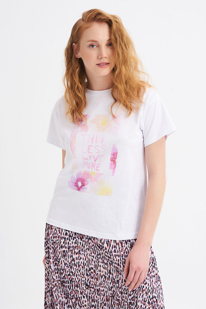 Baskılı Tişört Beyaz