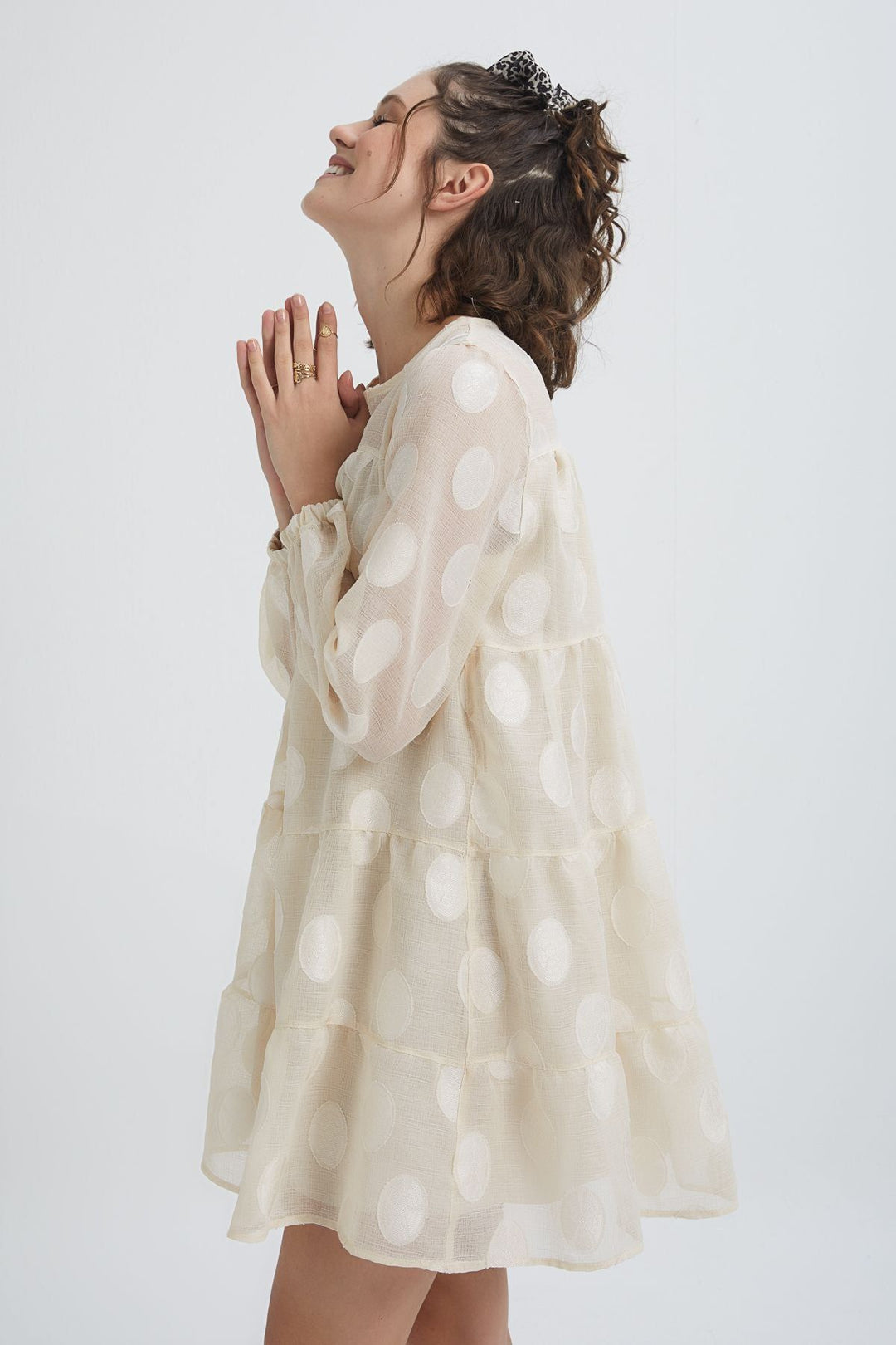 Big Polka Dot Tulle Dress Bone