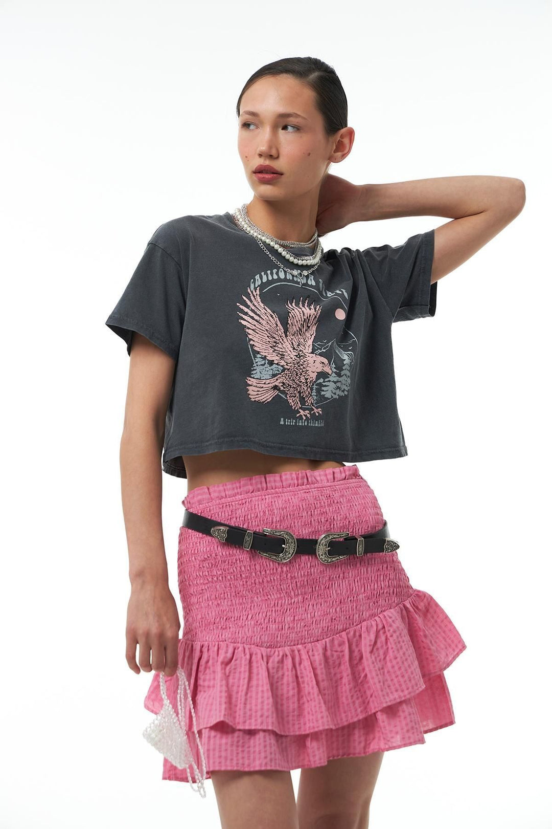 Printed Crop T-Shirt Anthracite