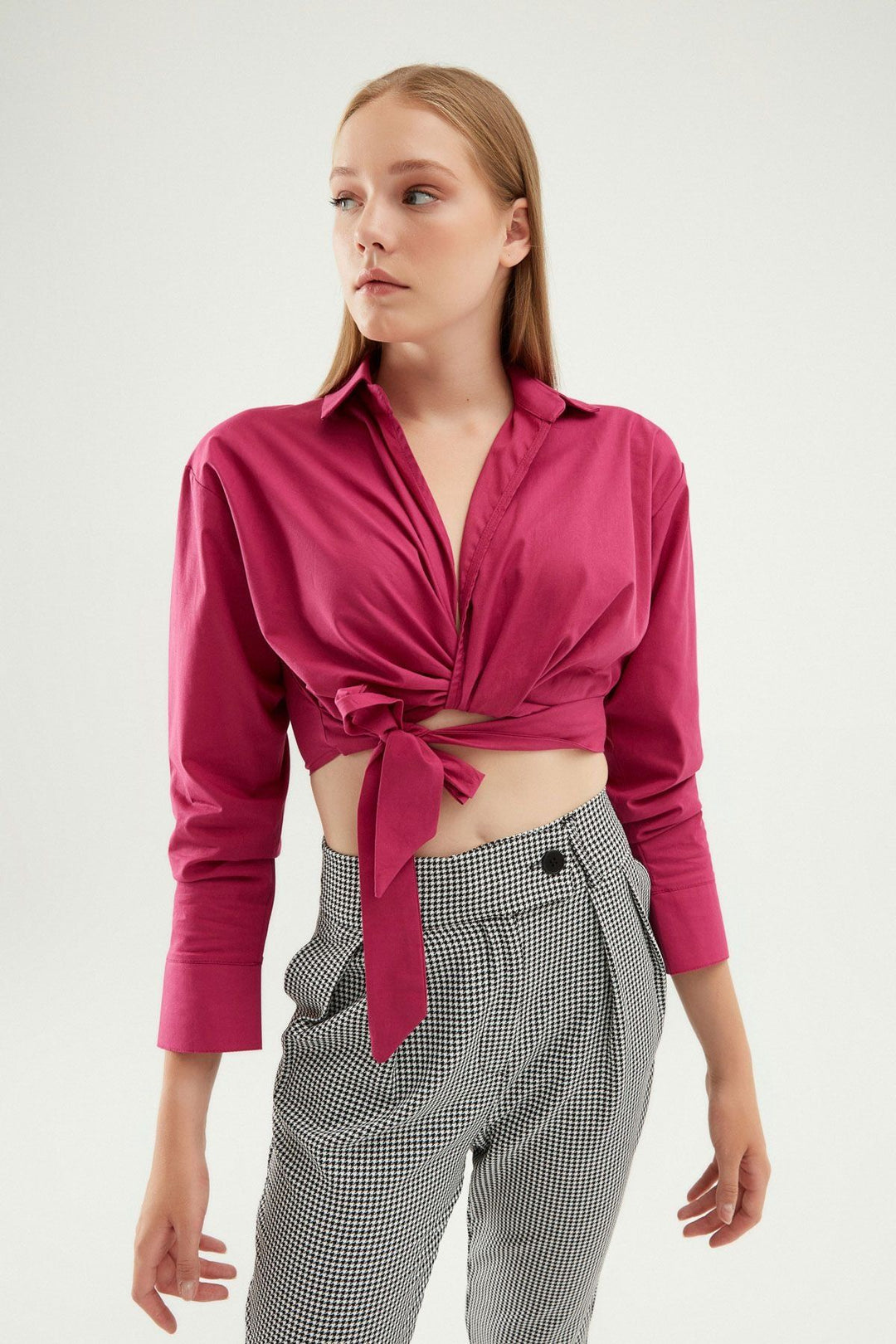 Tie Front Crop Shirt Orchid