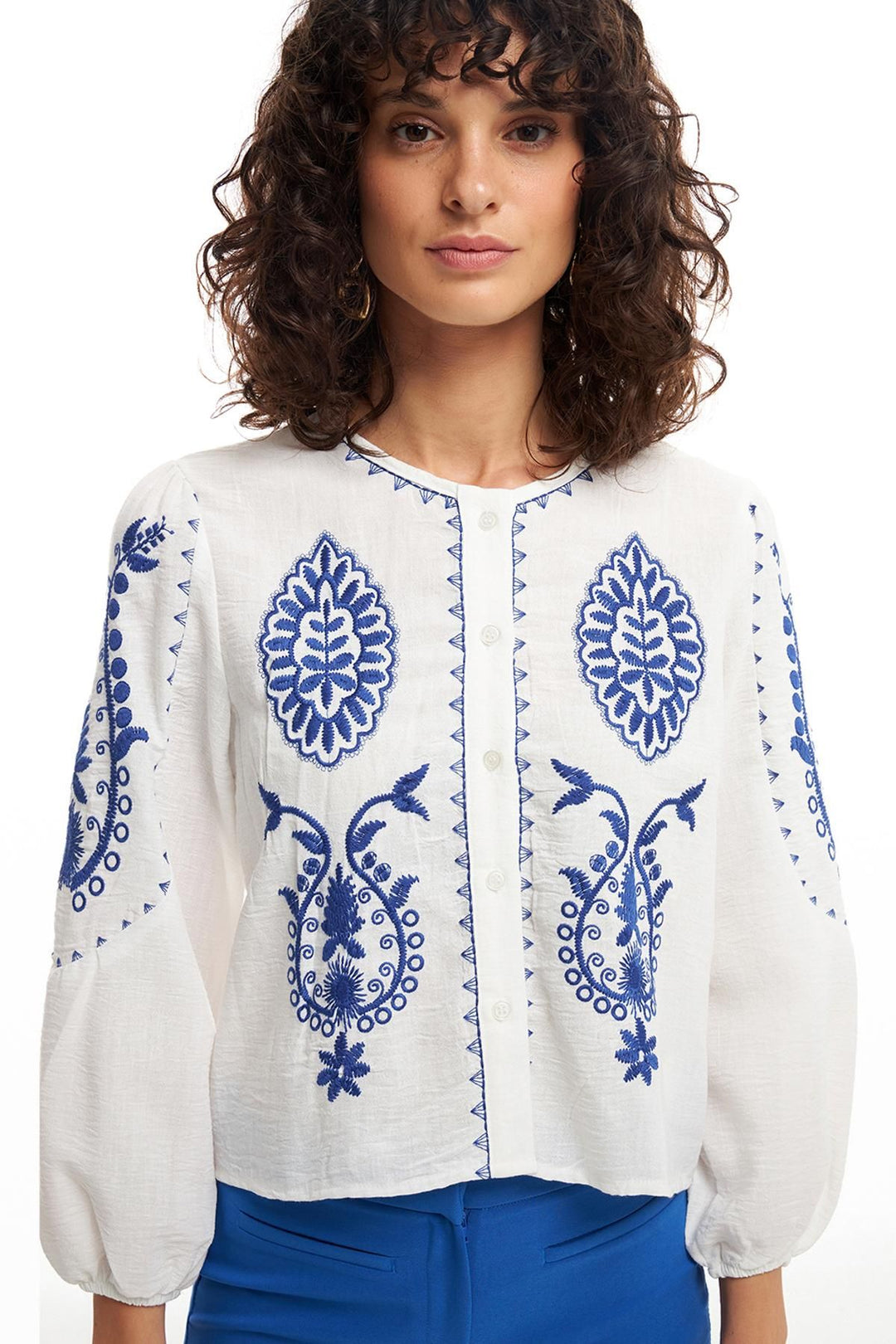 Embroidery Detailed Shirt Ecru