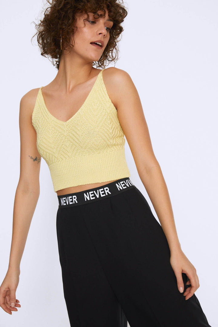 Rope Strap Crop Knitwear Yellow
