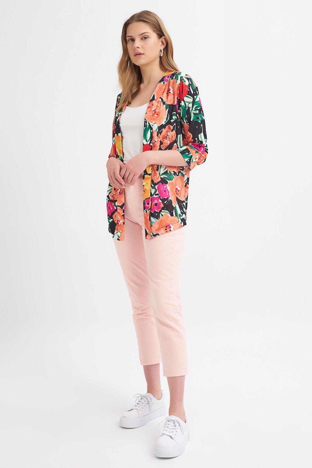 Desenli Şal Yaka Ceket Oranj