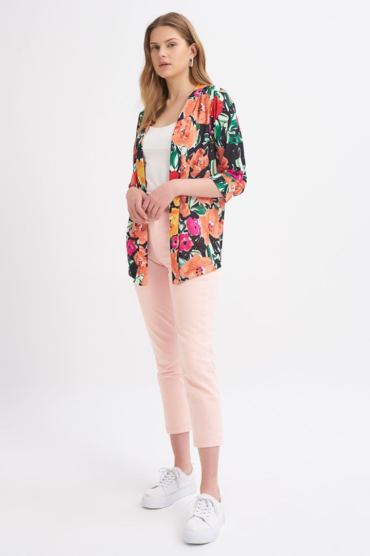 Desenli Şal Yaka Ceket Oranj