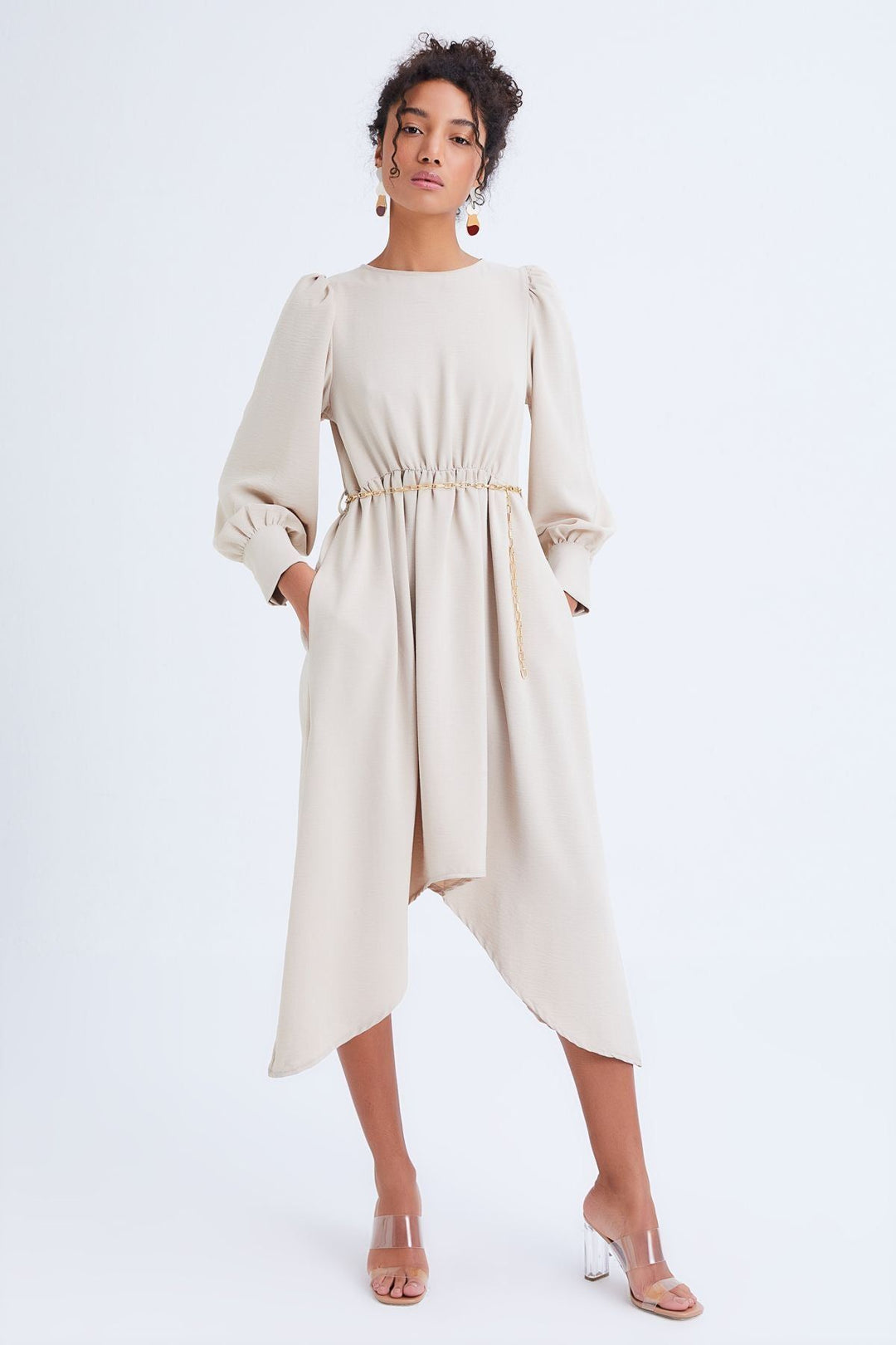 Chain Belt Asymmetric Dress Stone