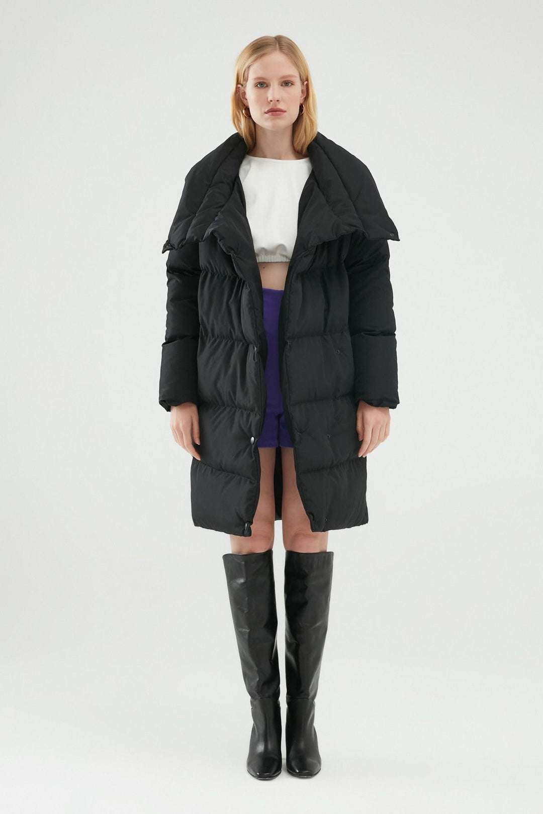 Double Breasted Down Jacket Black