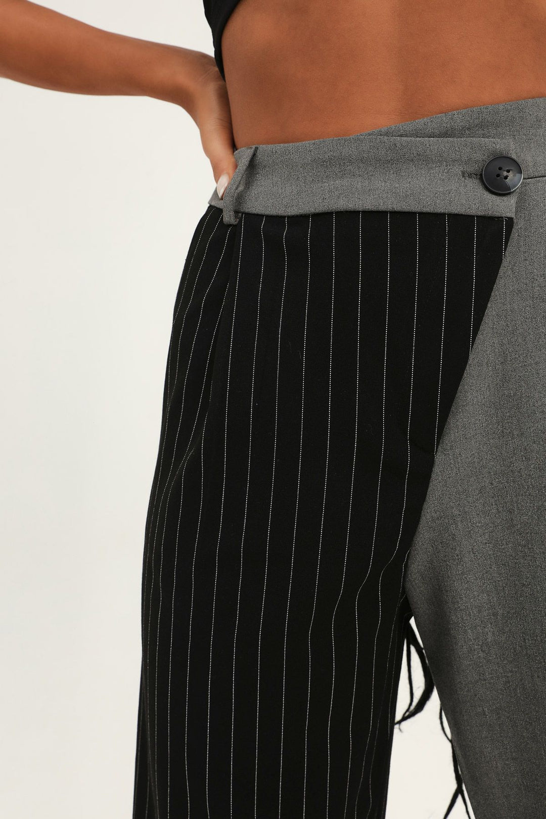 Two Color Palazzo Trousers Gray