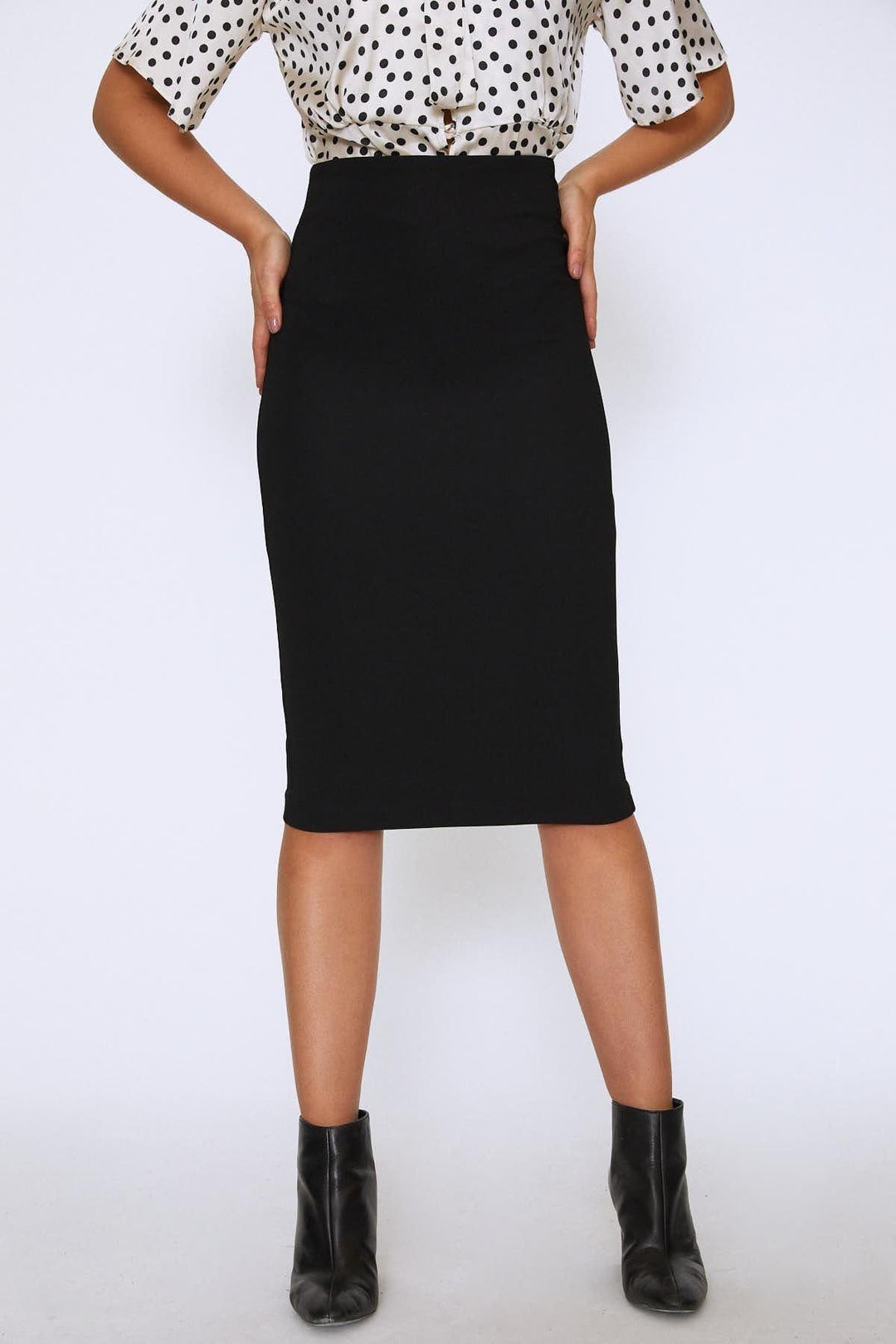 Midi Length Pencil Skirt Black