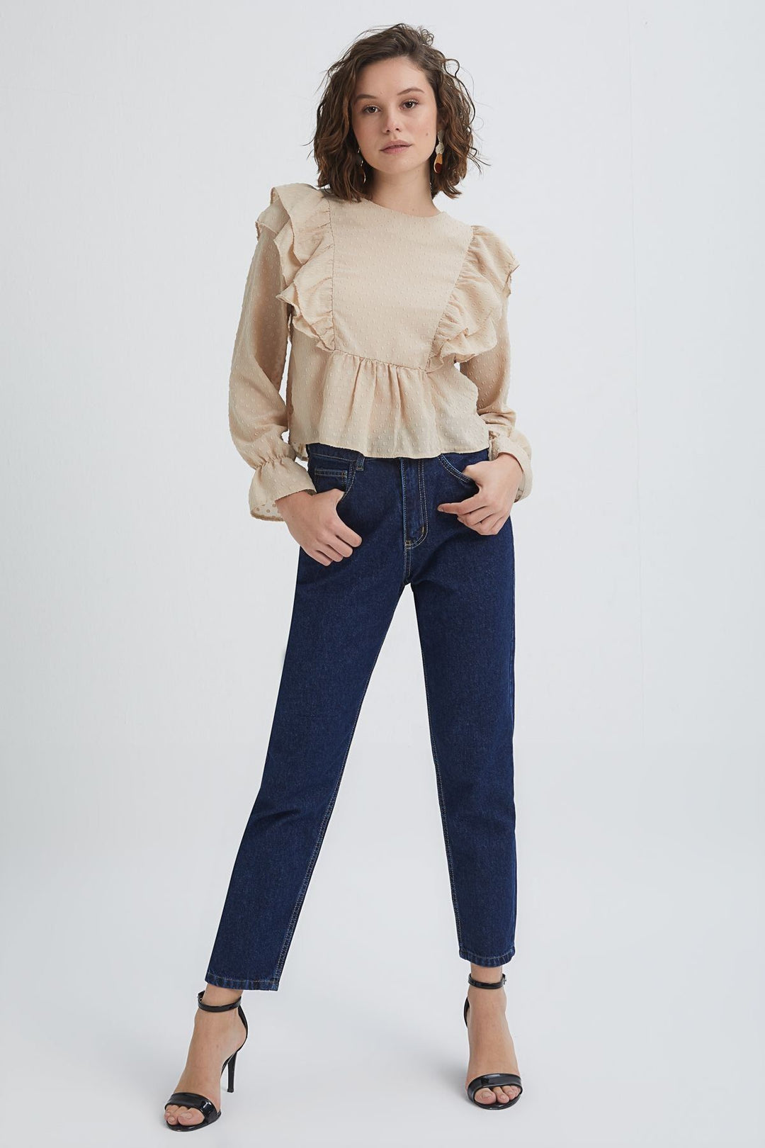 Fırfırlı Bluz Bej