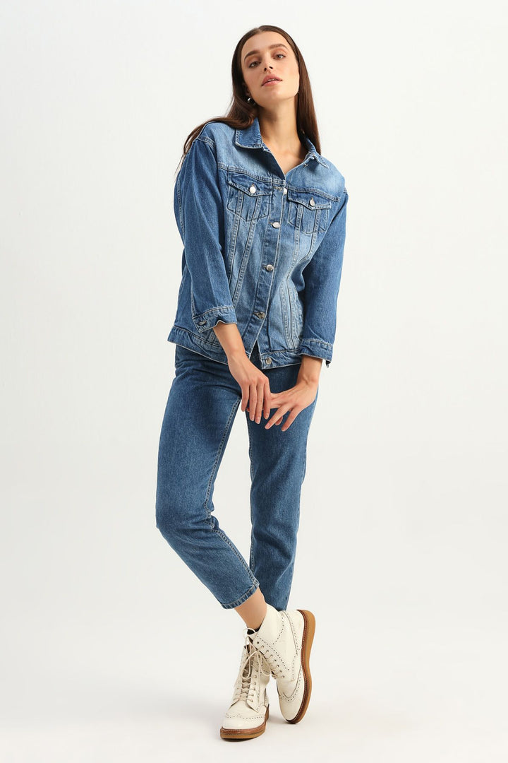 Boyfriend Denim Jacket Dark Blue