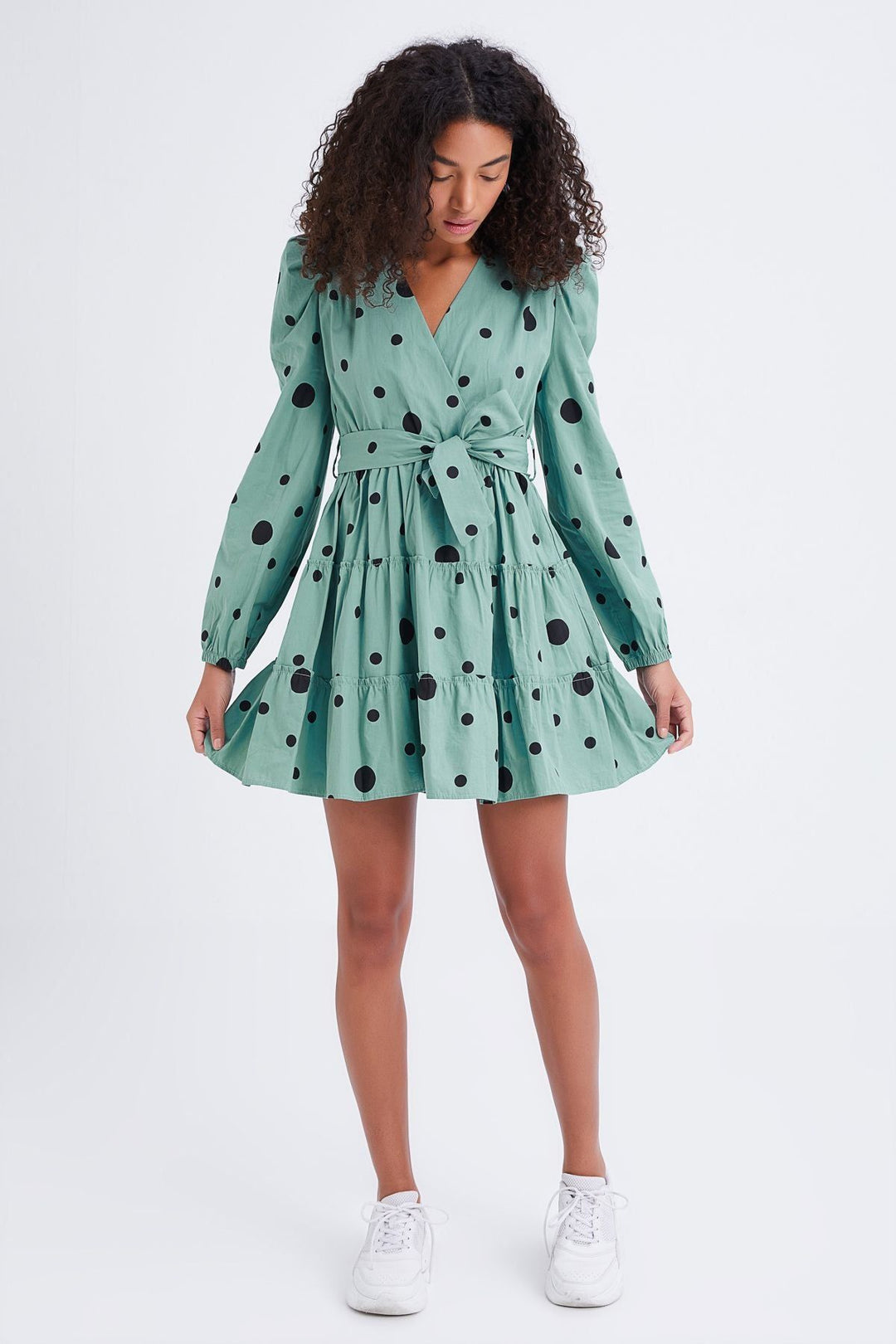Belted Polka Dot Dress Mint