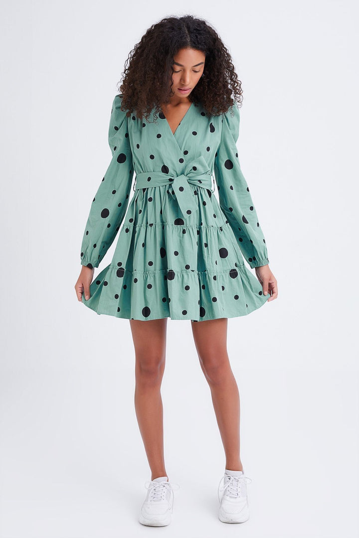 Belted Polka Dot Dress Mint
