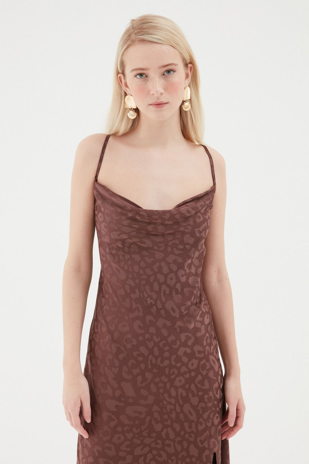 Strap Midi Length Dress Brown