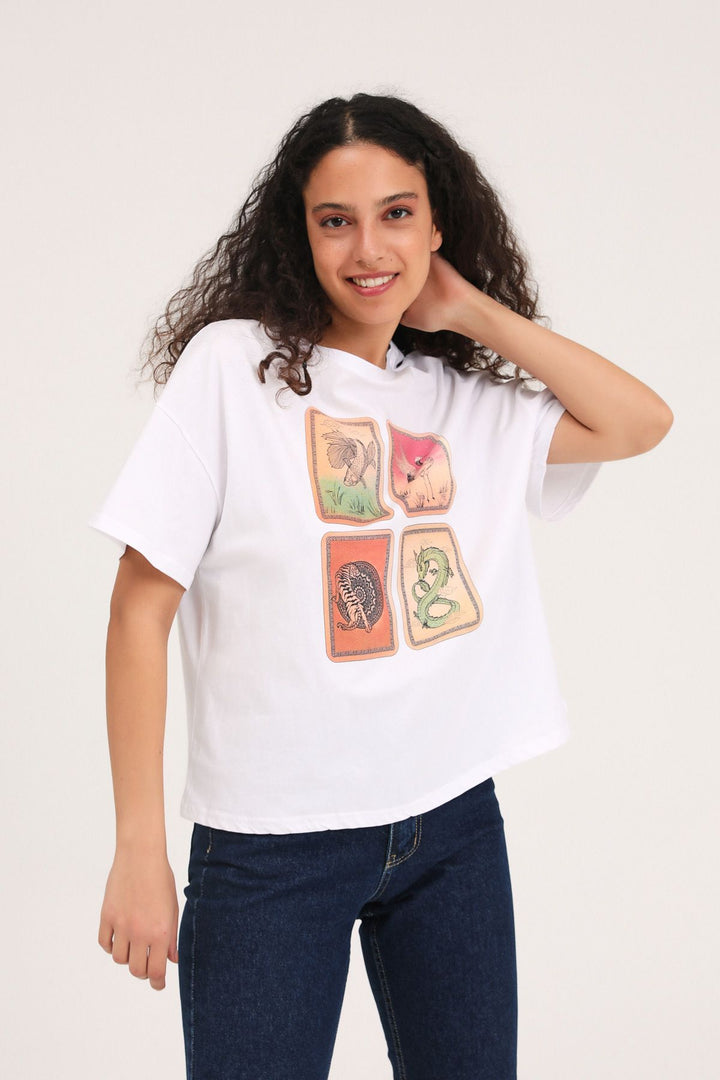Printed Crop T-Shirt White