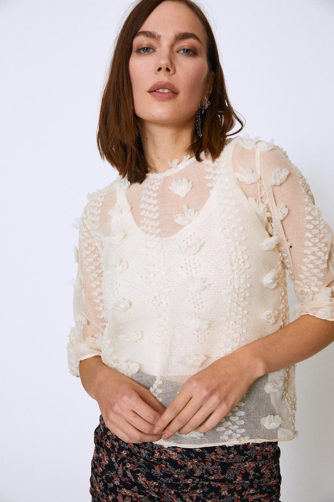 Lace Blouse Beige