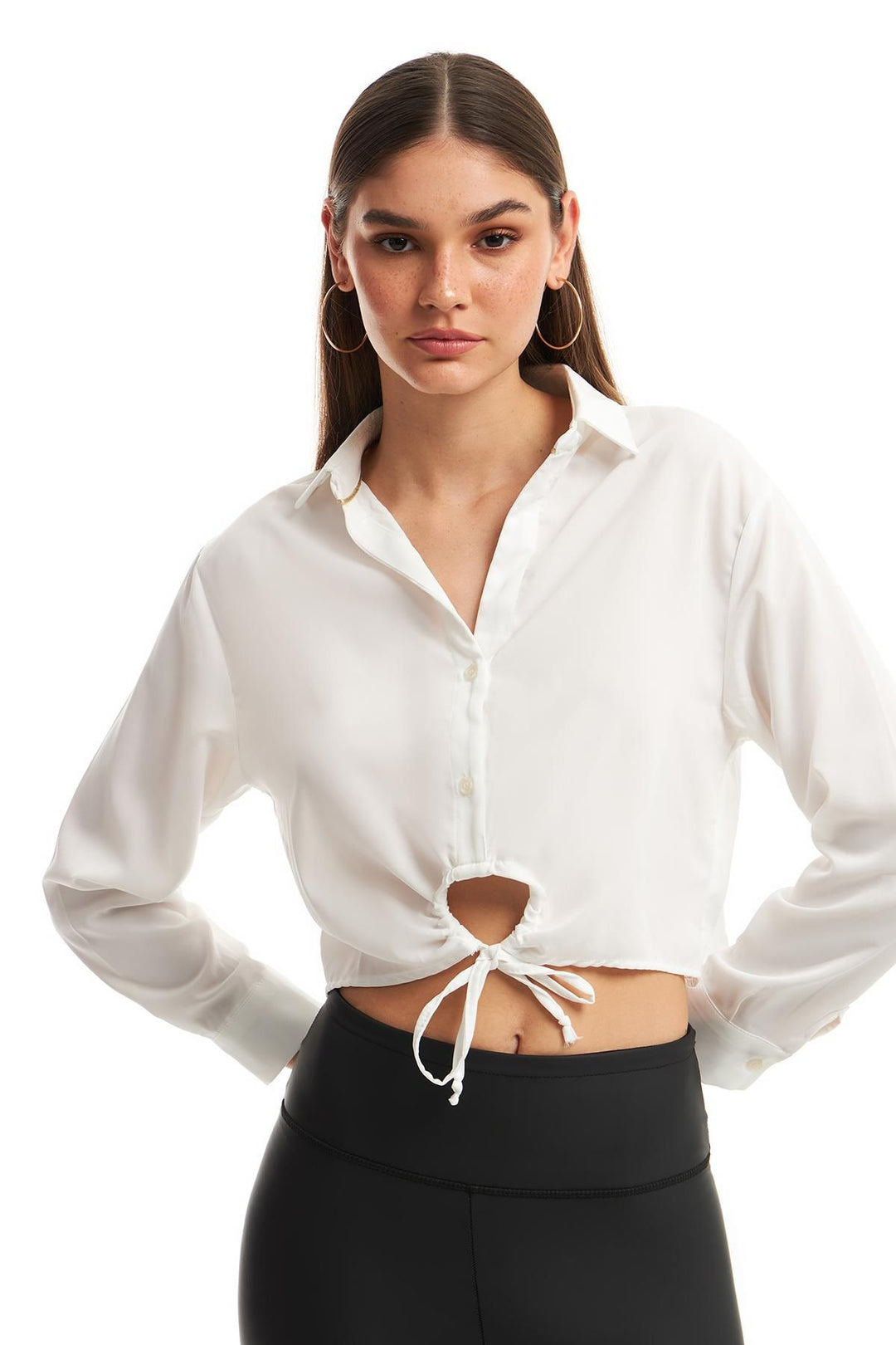 Back Printed Crop Shirt Ecru