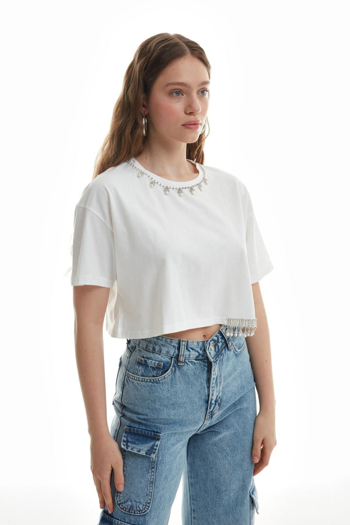 Accessory Crop T-Shirt Ecru