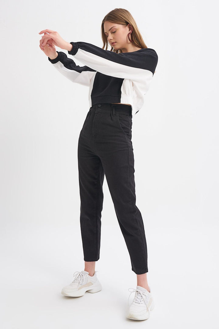 Printed Color Block Sweatshirt Black